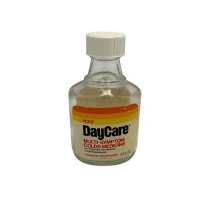 Vintage 70s Vicks DayCare Colds Medicine Empty Glass Bottle 6oz 1970s Prop Decor